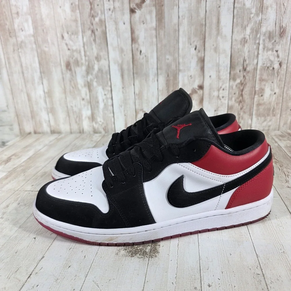 Jordan Air Jordan 1 Low Black Toe White Black Gym Red IB8971-106 Mens Size 12